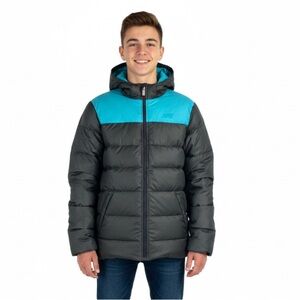 Nike Down Fill 550 Insulated Grey Teal Puffer Winter Snow Jacket Coat Boy 14 16